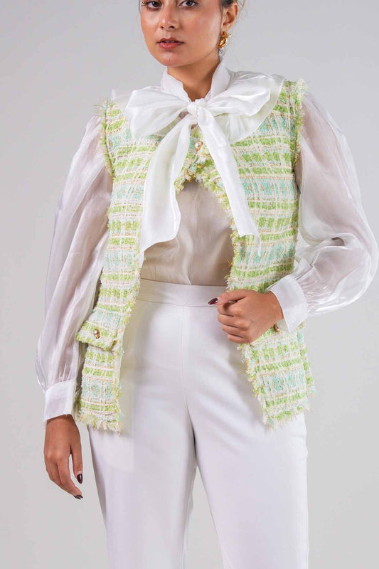 Bow-Tie Mint Tweed Jacket