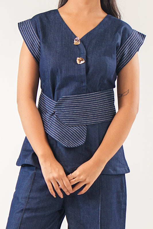 Stitch Line Denim Top