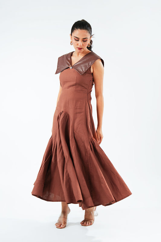 Leather Collar Dress