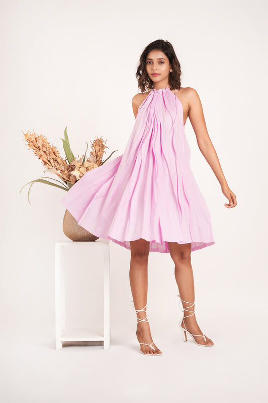 Lavender Wavy Pleats Dress
