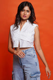 Shoulder Pad Crop Top