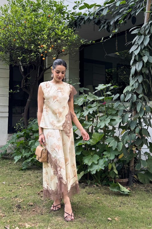 Floral Satin Lace Coord