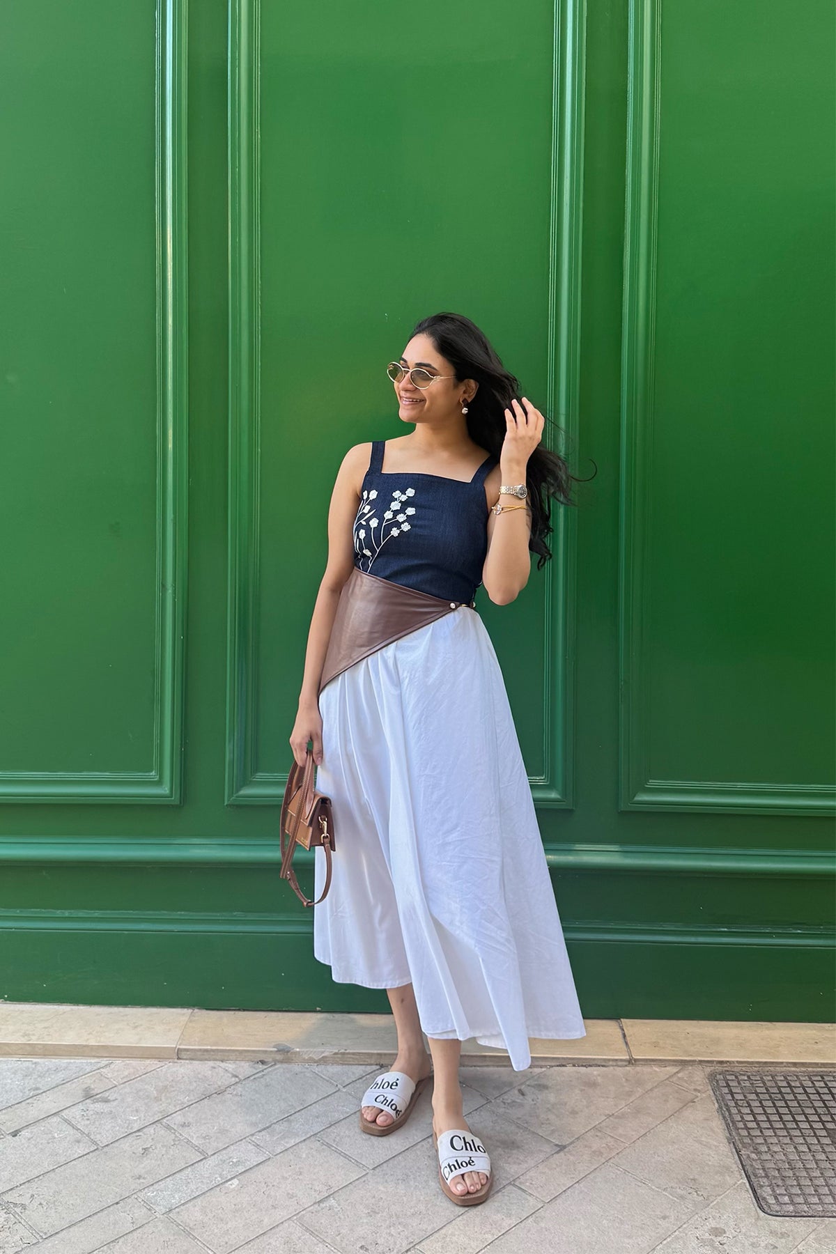 Leather Scarf Midi Dress