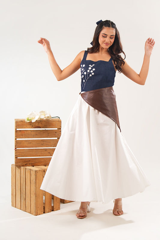 Leather Scarf Midi Dress
