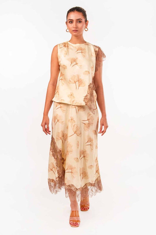 Floral Satin Lace Coord