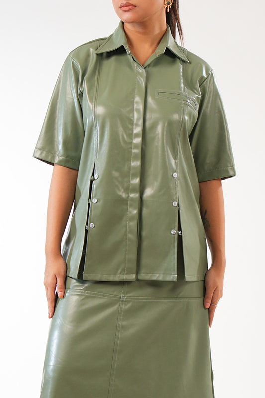 Mint Leather Shirt