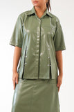 Mint Leather Skirt