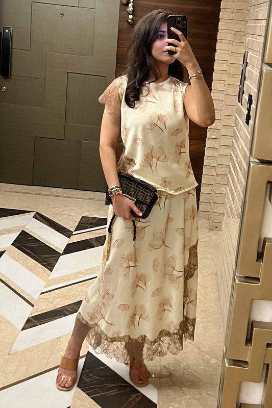 Floral Satin Lace Coord