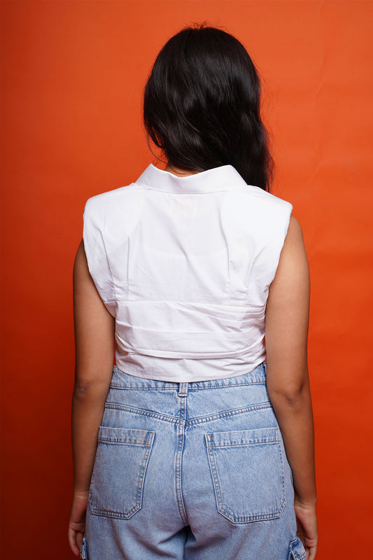 Shoulder Pad Crop Top