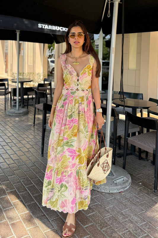 Summer Scallop Printed Dress