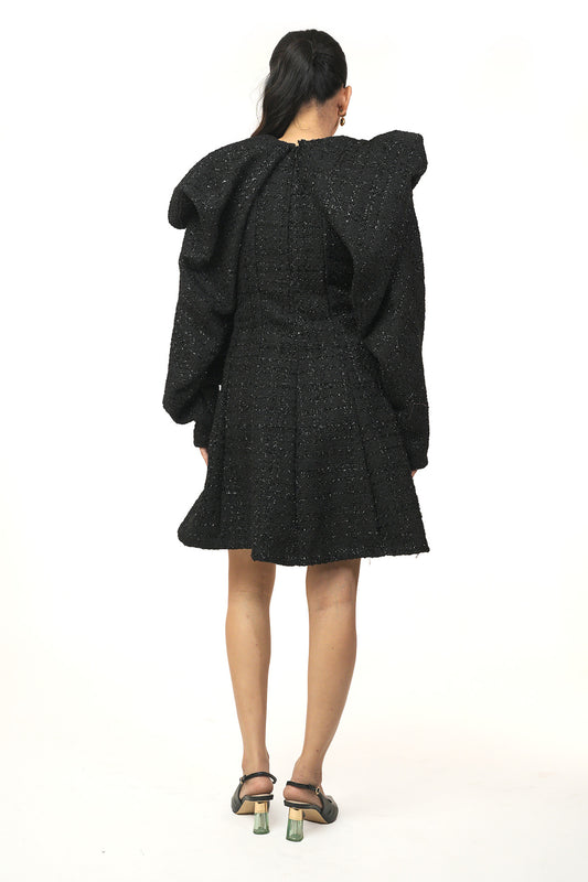 Exaggerated Tweed Dress